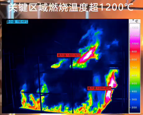 原视频热成像区域局部截图,保留温标与测温读数